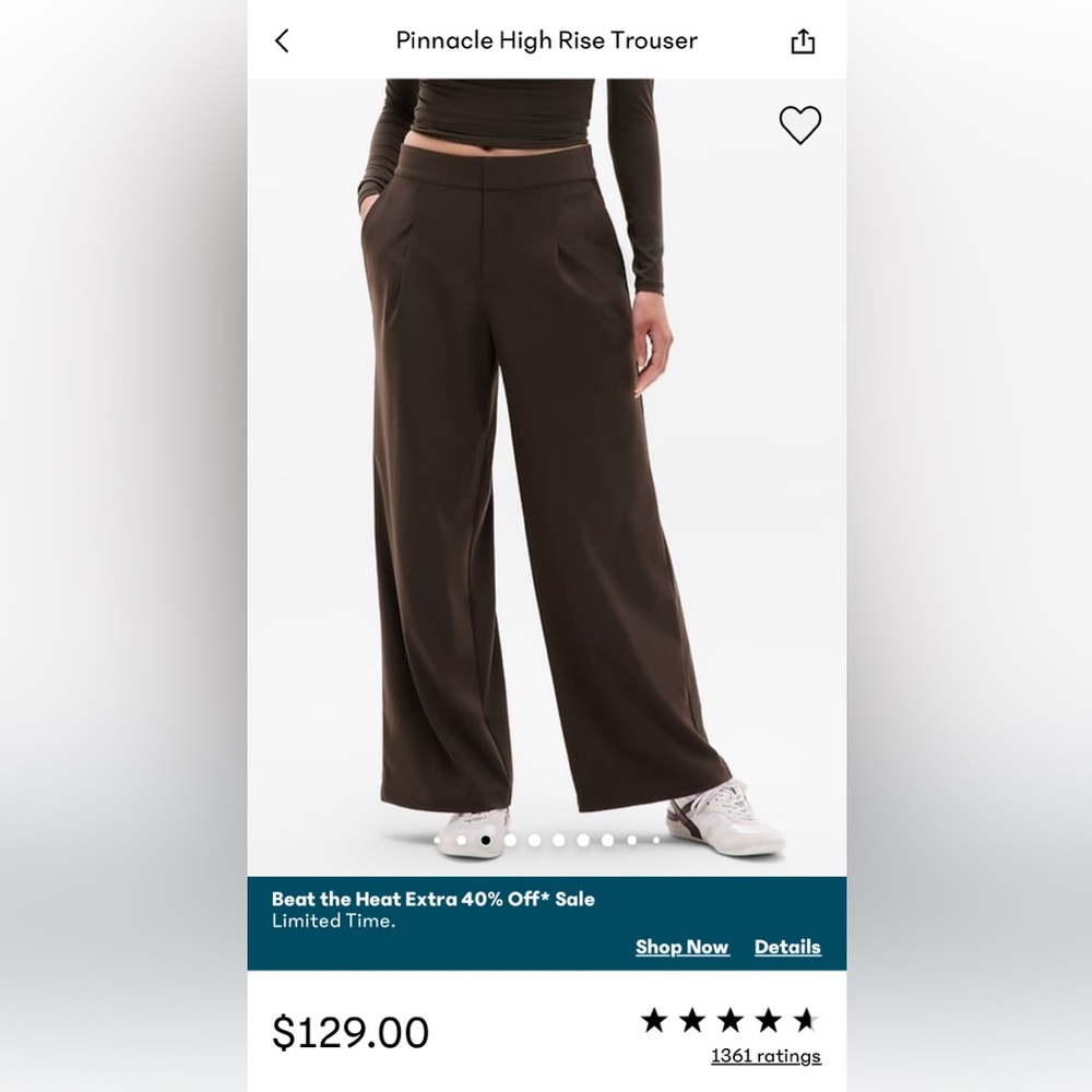 Athleta Pinnacle High-Rise Trousers - size 2, brown